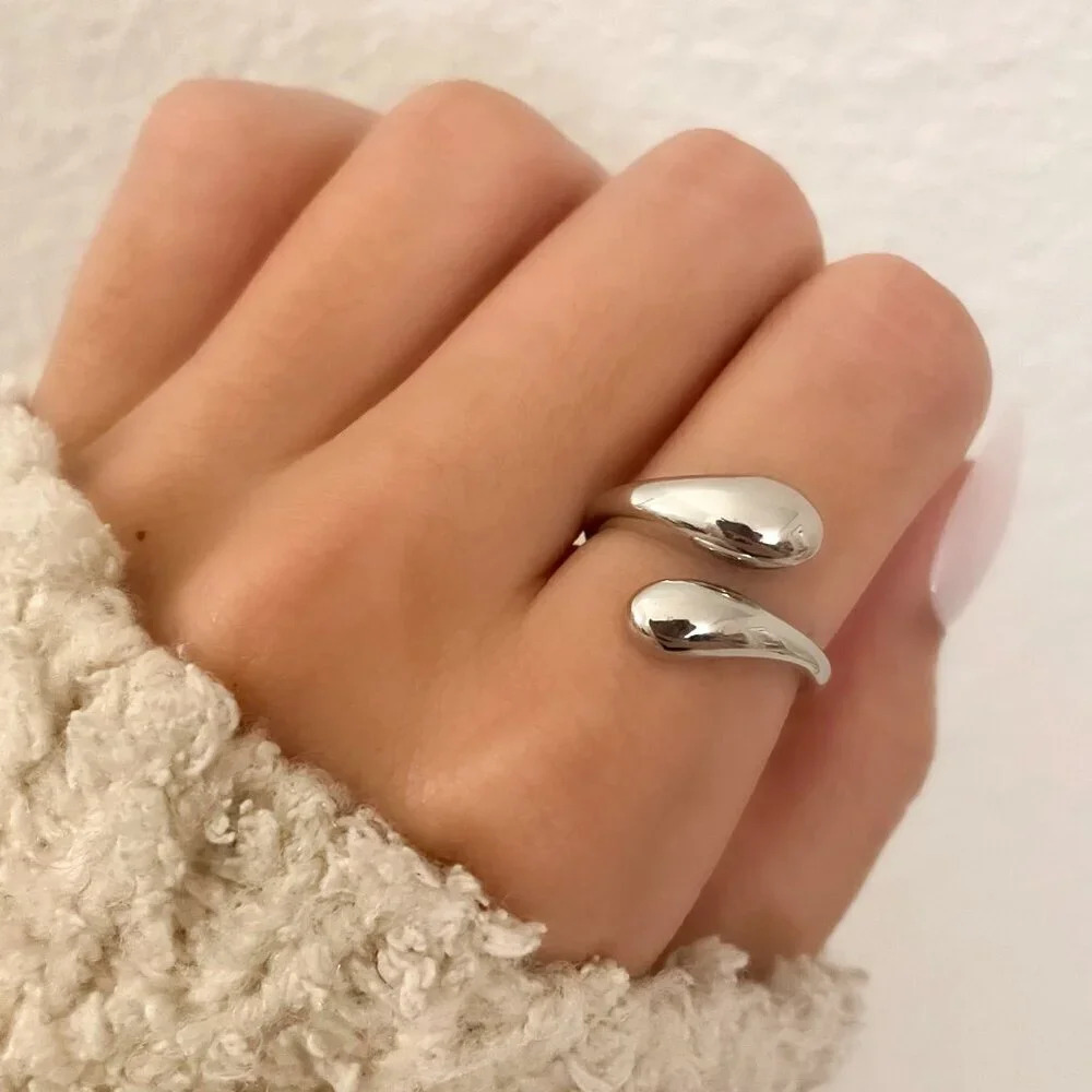 925 Sterling Silver Chunky Wrap Ring Minimalist Thick Bold Ring